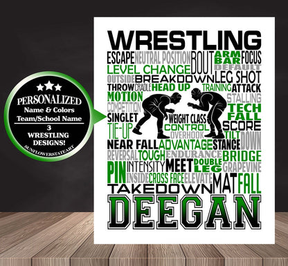 Wrestler Poster, Personalized Wrestling Gift