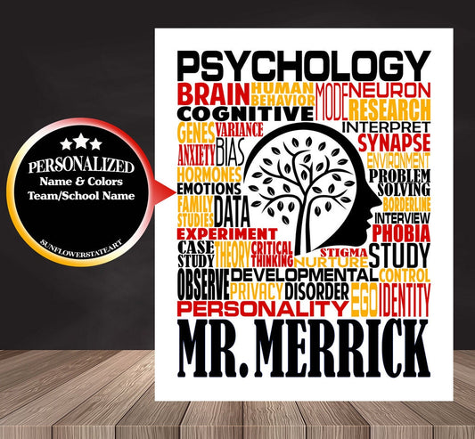 Psychology Poster - Personalized Psychologist Gift