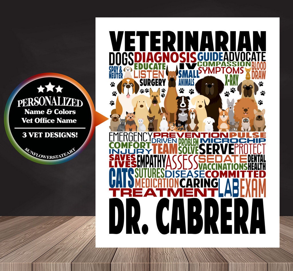Veterinarian Poster, Personalized Vet Gift