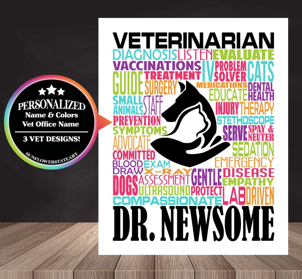 Veterinarian Poster, Personalized Vet Gift