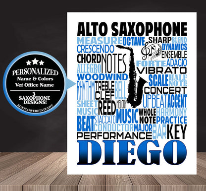 Saxophone Poster - Personalized Saxophone Gift