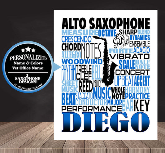 Saxophone Poster - Personalized Saxophone Gift
