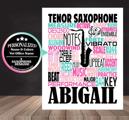 Saxophone Poster - Personalized Saxophone Gift