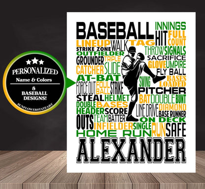 Baseball Poster - Personalized Baseball Gift