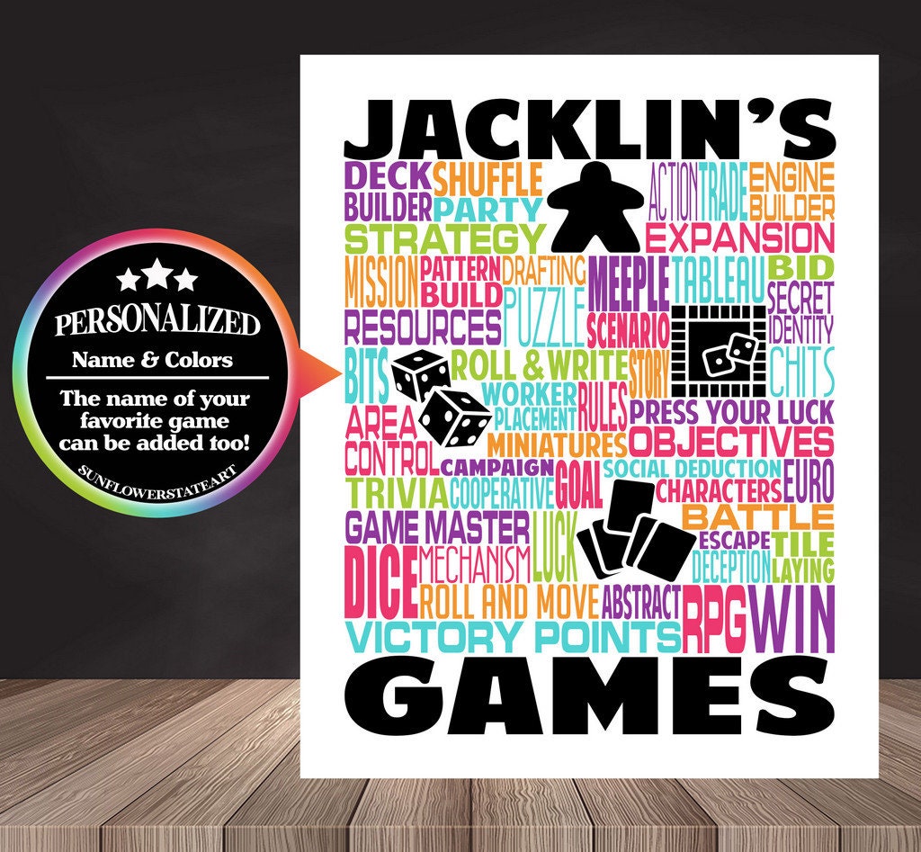 Board Game Poster, Personalized Boarding Gaming Gift