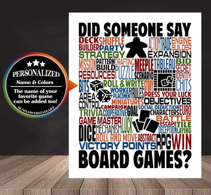 Board Game Poster, Personalized Boarding Gaming Gift