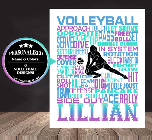 Volleyball Team Gift, Volleyball Poster