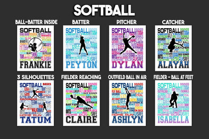 Softball Print, Personalized Softball Team Gift