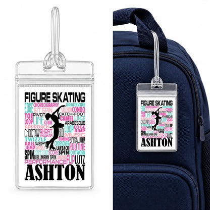 Figure Skater Bag Tag - Ice Skating Luggage Tag - Backpack Bag Tags