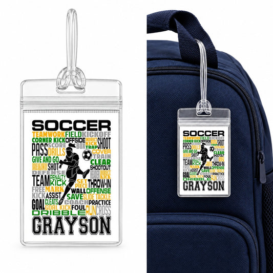 Soccer Bag Tag - Soccer Luggage Tag - Backpack Bag Tags
