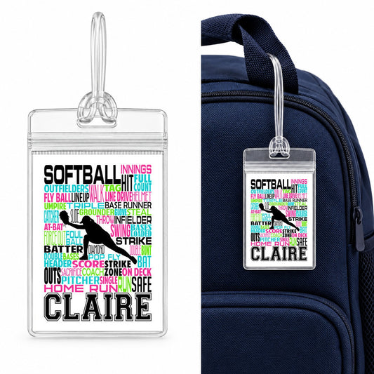 Softball Bag Tag - Softball Team Tags - Backpack Bag Tags
