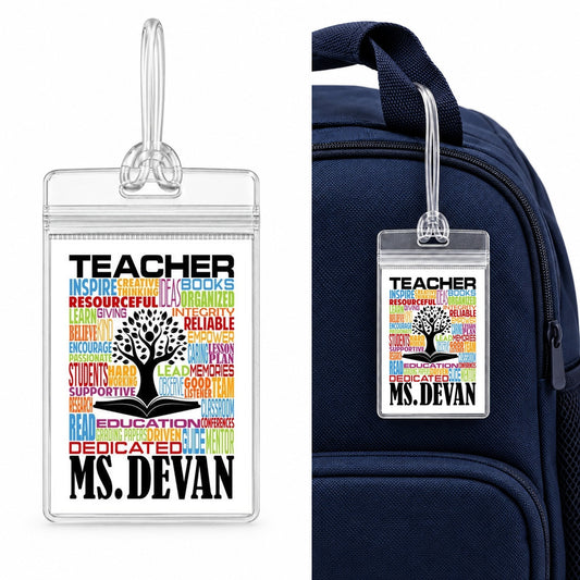Personalized Teacher Bag Tag – Custom Name & Colors